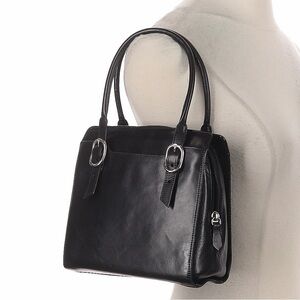 Vintage Echo Italy Black Leather Double Handle Bag